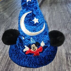 Disney Parks Mickey Mouse Sorcerer Fantasia Hat Blue Plush Ears‎ Wizard Costume